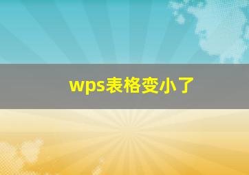 wps表格变小了