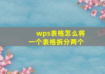 wps表格怎么将一个表格拆分两个