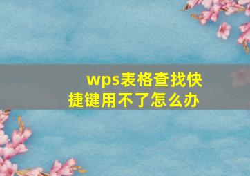 wps表格查找快捷键用不了怎么办