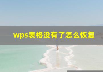 wps表格没有了怎么恢复