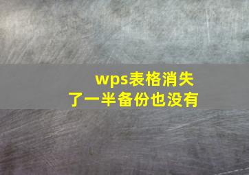 wps表格消失了一半备份也没有