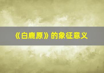 《白鹿原》的象征意义