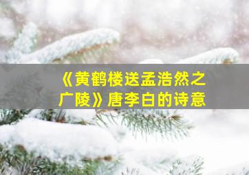 《黄鹤楼送孟浩然之广陵》唐李白的诗意