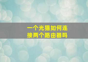 一个光猫如何连接两个路由器吗