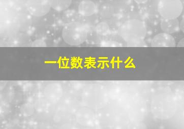 一位数表示什么