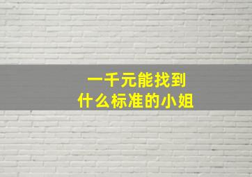 一千元能找到什么标准的小姐