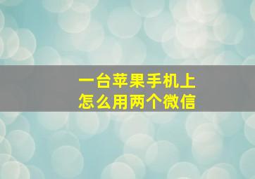 一台苹果手机上怎么用两个微信