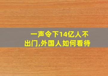 一声令下14亿人不出门,外国人如何看待