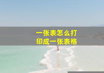 一张表怎么打印成一张表格