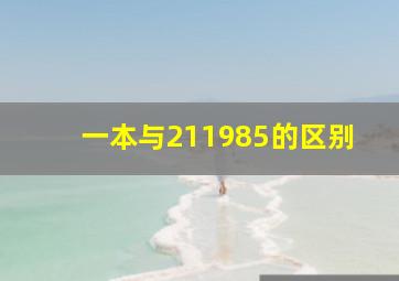 一本与211985的区别