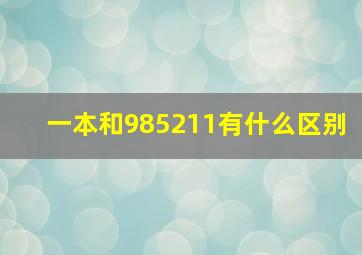 一本和985211有什么区别