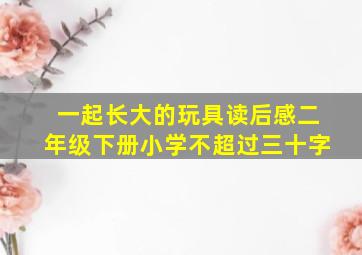 一起长大的玩具读后感二年级下册小学不超过三十字