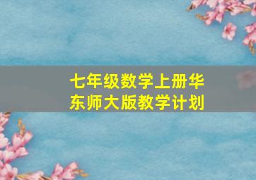 七年级数学上册华东师大版教学计划