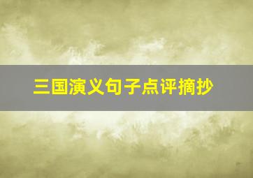 三国演义句子点评摘抄