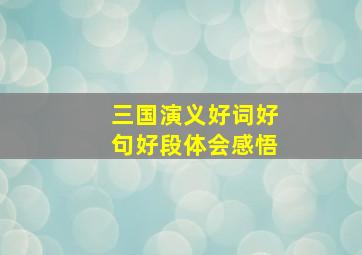 三国演义好词好句好段体会感悟