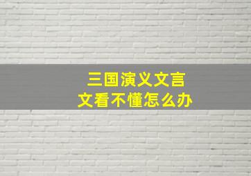 三国演义文言文看不懂怎么办