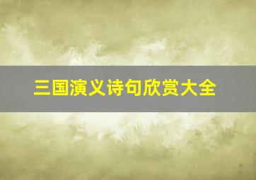 三国演义诗句欣赏大全