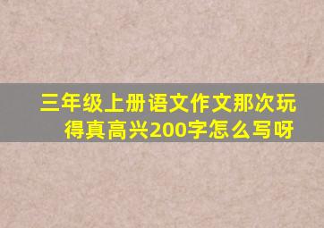 三年级上册语文作文那次玩得真高兴200字怎么写呀