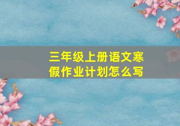 三年级上册语文寒假作业计划怎么写