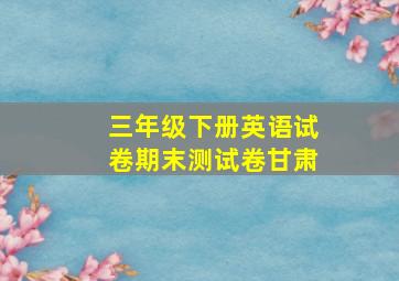 三年级下册英语试卷期末测试卷甘肃