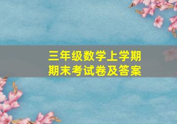 三年级数学上学期期末考试卷及答案