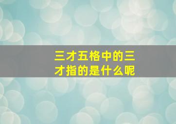 三才五格中的三才指的是什么呢