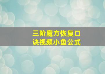 三阶魔方恢复口诀视频小鱼公式