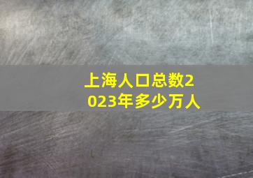 上海人口总数2023年多少万人