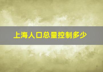 上海人口总量控制多少