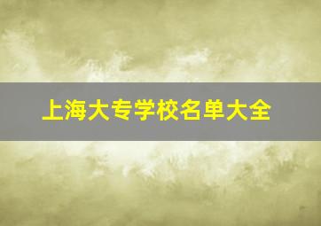 上海大专学校名单大全