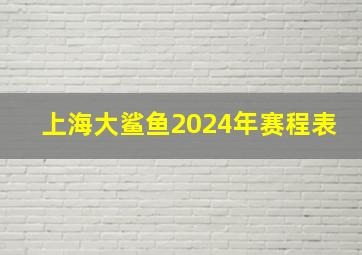 上海大鲨鱼2024年赛程表