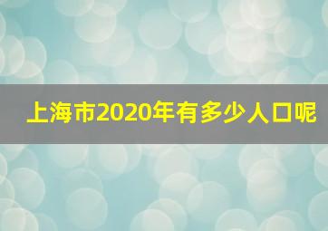 上海市2020年有多少人口呢