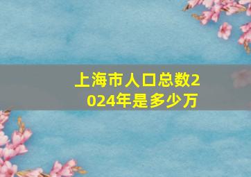 上海市人口总数2024年是多少万