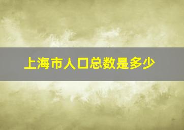 上海市人口总数是多少