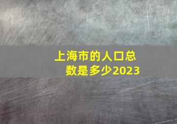 上海市的人口总数是多少2023