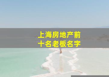 上海房地产前十名老板名字