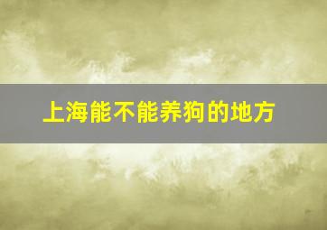 上海能不能养狗的地方