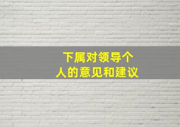 下属对领导个人的意见和建议