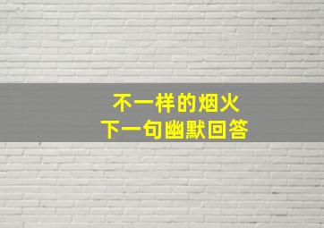 不一样的烟火下一句幽默回答