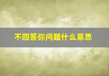 不回答你问题什么意思