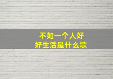 不如一个人好好生活是什么歌