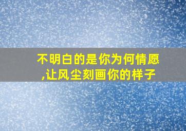 不明白的是你为何情愿,让风尘刻画你的样子