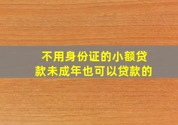 不用身份证的小额贷款未成年也可以贷款的