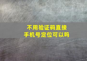 不用验证码直接手机号定位可以吗