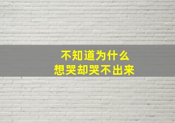 不知道为什么想哭却哭不出来