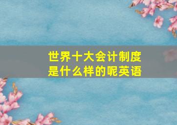 世界十大会计制度是什么样的呢英语