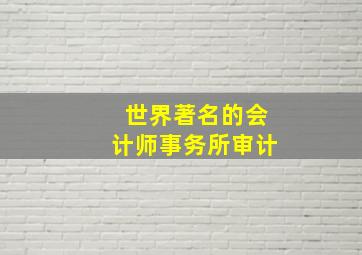 世界著名的会计师事务所审计