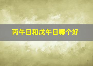 丙午日和戊午日哪个好