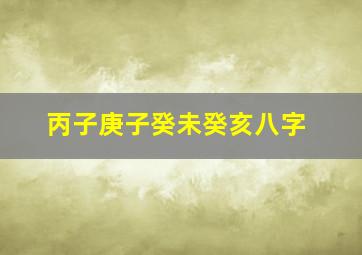 丙子庚子癸未癸亥八字