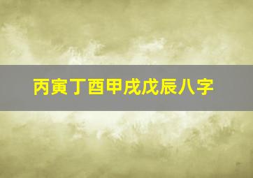 丙寅丁酉甲戌戊辰八字